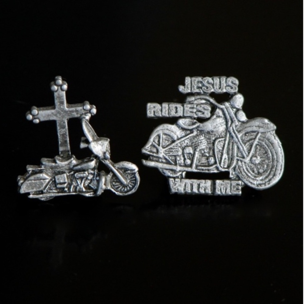 Jesus Rides With Me Biker Motorcycle Pin Hat Vest